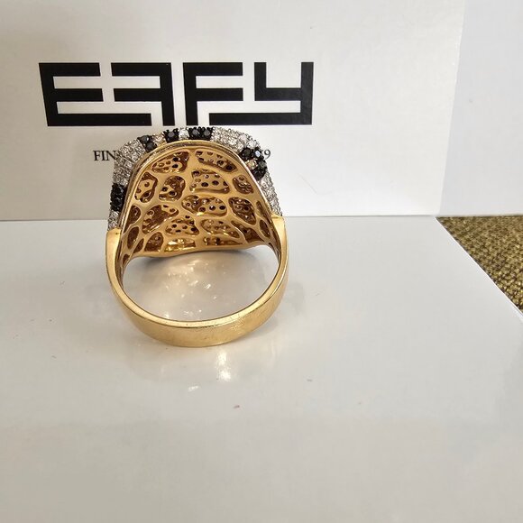 14K Yellow Gold Multi Color Diamond Panther Print ring,  size 9 - Picture 6 of 12